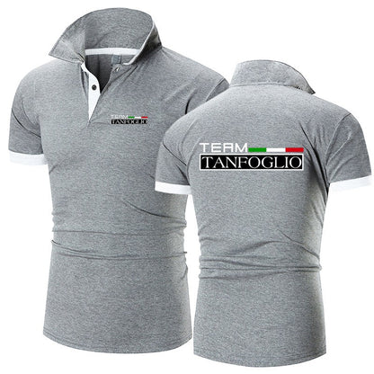 2024 Summer Men's Tanfoglio Logo Print High Quality Cotton Short Sleeve Solid Color Casual Lapel Collar Quick Drying Polo Shirts