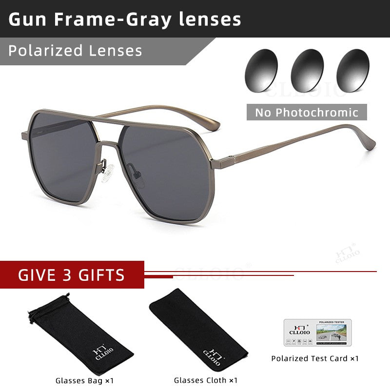 CLLOIO Óculos Antirreflexo para Visão Noturna e Diurna Masculino Feminino Polarizado para Dirigir Óculos de Sol Quadrados de Alumínio Fotocromáticos UV400