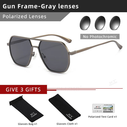 CLLOIO Óculos Antirreflexo para Visão Noturna e Diurna Masculino Feminino Polarizado para Dirigir Óculos de Sol Quadrados de Alumínio Fotocromáticos UV400