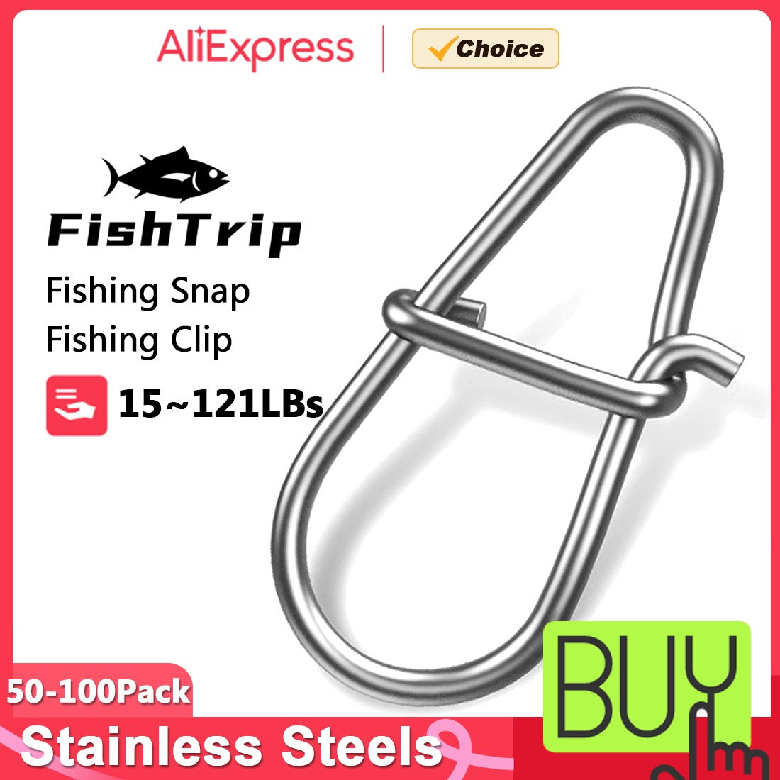Conector de Isca para Pesca FishTrip Clipe de Pesca Carabina Snap Engate Rápido Anzol Duo Lock Aço Inoxidável