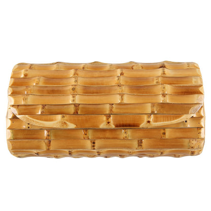 Nilerun Brand Fashion Vintage Retro Hard Wood Rattan Straw Evening Purse Wallet Unique Handmade Natural Bamboo Root Clutch Bag
