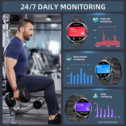 LIGE Novo Smartwatch Masculino com Bateria de 1100mAh para Esportes ao Ar Livre, Lanterna LED, Bússola, Chamada Bluetooth