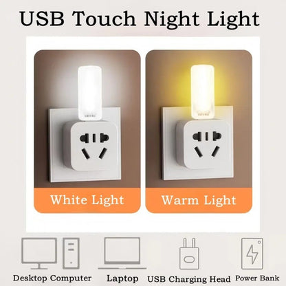 10LEDs USB Touch Dimming Night Light 5V Portable 3000K/6500K Bulb for Bedroom Study PC Laptop Mobile Power Bank Plug in Lighting