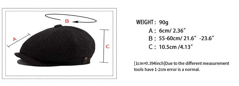 Hat Men Beret Cabbie Driving Hunting Caps Vintage Tweed Blinders Berets Flat Peaked Cap Street Hats for Men Women 55-60CM