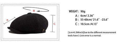 Hat Men Beret Cabbie Driving Hunting Caps Vintage Tweed Blinders Berets Flat Peaked Cap Street Hats for Men Women 55-60CM