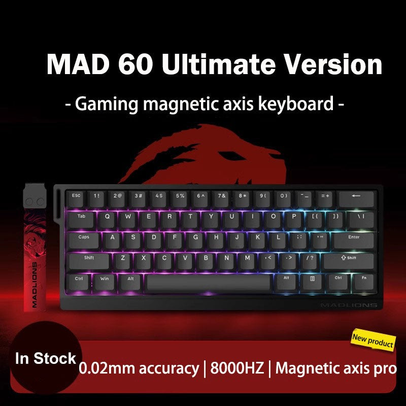 Teclado Gamer Switch Magnético MADLIONS MAD 60/68HE Com Fio Drive Web Custom 8K 61/68 Retorno RT Ajustável Hot Swap