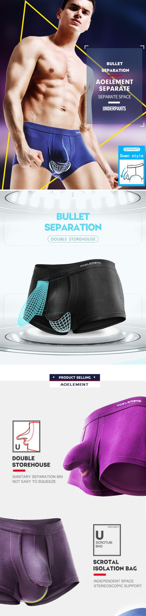 Austrian spermatic cord bullet separation underwear men's scrotal vein underpants Ice silk pouch curved men's boxers
