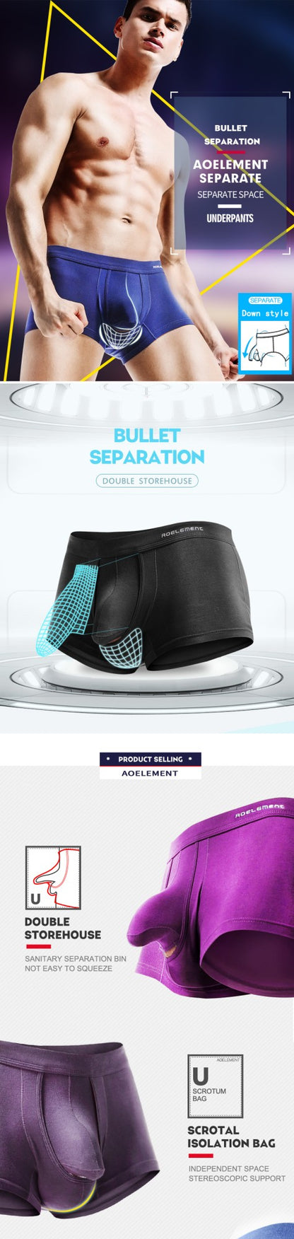 Austrian spermatic cord bullet separation underwear men's scrotal vein underpants Ice silk pouch curved men's boxers