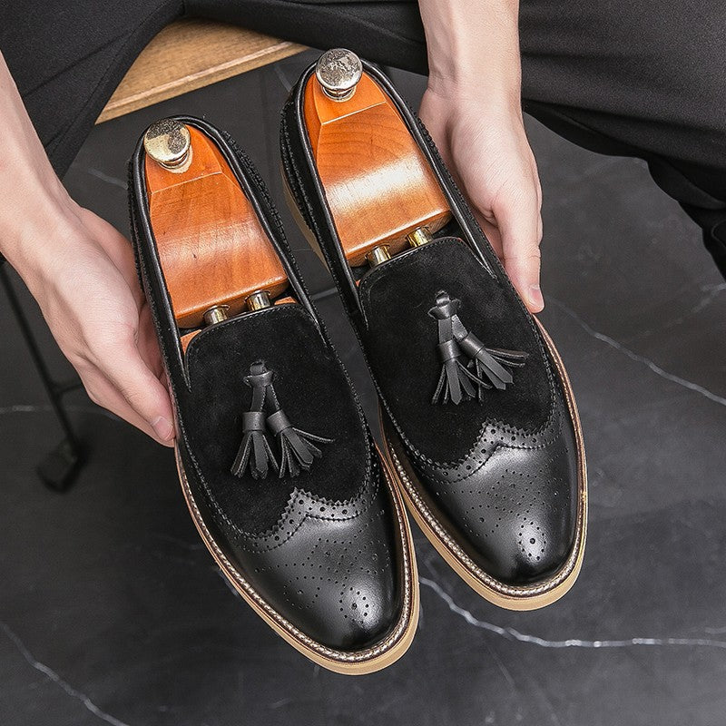 Men Business Dress Casual Fashion Elegant Formal ShoesSlip-on Evening Dress Loafers Party Tassel Leather Shoes Wedding Shoes