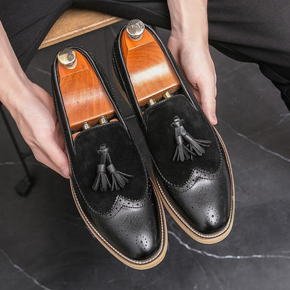 Men Business Dress Casual Fashion Elegant Formal ShoesSlip-on Evening Dress Loafers Party Tassel Leather Shoes Wedding Shoes