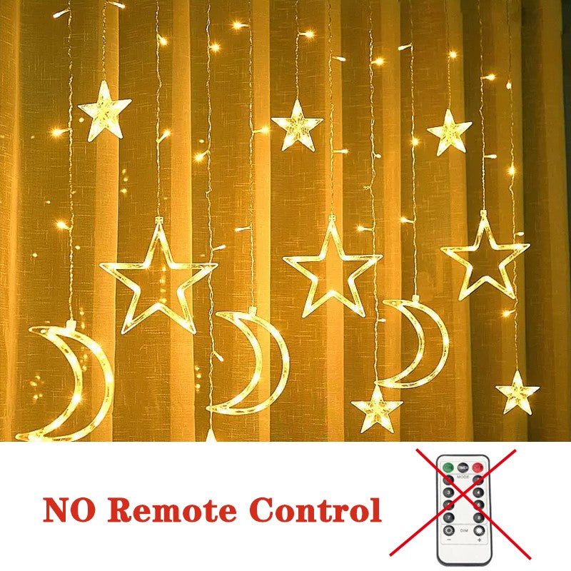 Christmas Decor LED String Garland Moon Star Curtain Light Christmas Tree Ornament Navidad Xmas 2023 New Year