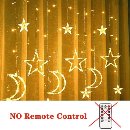 Christmas Decor LED String Garland Moon Star Curtain Light Christmas Tree Ornament Navidad Xmas 2023 New Year