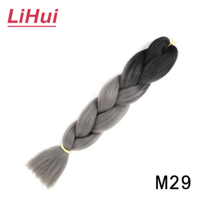 Cabelo Sintético Trança Jumbo 24 Polegadas Ombre Jumbo Extensão de Cabelo para Mulheres Tranças DIY Roxo Rosa Amarelo Cinza Lihu