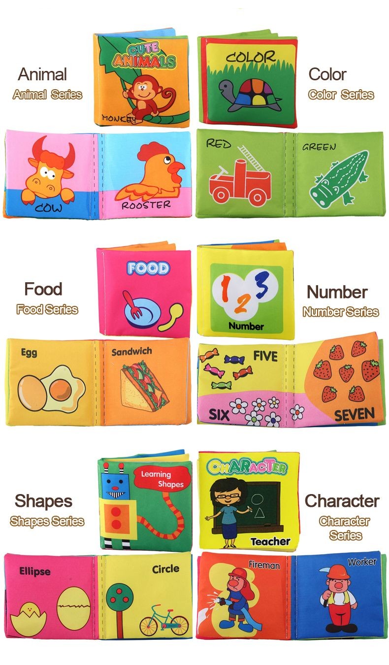 Livro de Pano Macio para Bebês 0-36M Brinquedo de Aprendizagem Precoce Interativo para Pais e Filhos Brinquedo Educativo Montessori de Marionete Presente para Meninos e Meninas