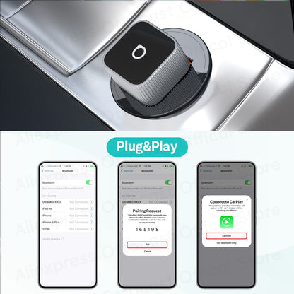 Adaptador OTTOCAST Mini Slim Cube sem fio para CarPlay e Android Auto, 2 em 1, USB, acessórios inteligentes para carro VW Haval Audi Kia Porsche Lexus