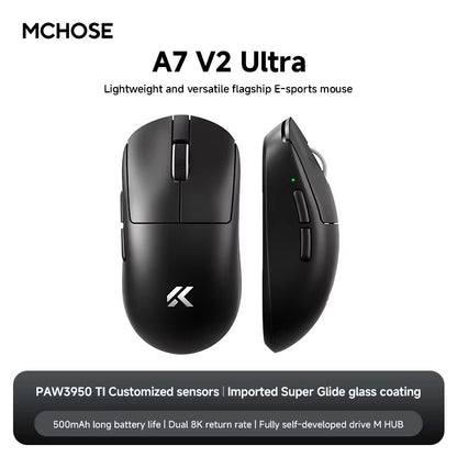 MCHOSE A7 Ultra Mouse Gamer Sem Fio Sensor de Alta Precisão Pixart3950 Design Leve Taxa de Polling de 8000Hz Chip Principal Realtek