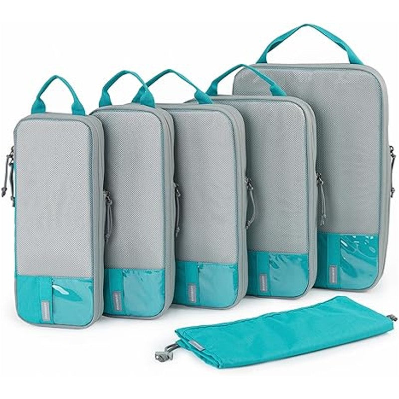 BAGSMART 6 Set Compression Packing Cubes for Travel Lightweight Luggage Organizer Bags Durable Space Saver Bags Travel Essential