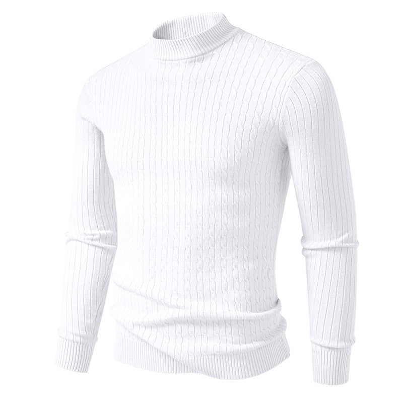 Animal Game Mens Mock Neck Pullover Casual Sweaters Outdoor Woolen Knitwear Twist Casual Sweater Knit Autumn Warm Coats