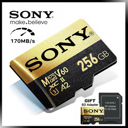 Cartão Micro Flash SD Sony Cartão de Memória SD Extreme 128GB Cartões Flash TF 1TB 512GB 256GB A2 U3 V30 SD Para Celular Xiaomi Computador