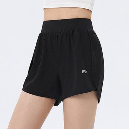Fashion Anti-glare Lining 2 in 1 Yoga Shorts Loose Fitting Hem Elastic Sports Shorts Breathable Quick Dry Fitness Shorts Gym
