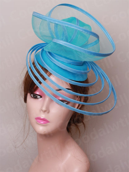 Chapéu Fascinator de Igreja Véu de Casamento de Malha Feminino para Festa Banquete Chapéu Boné Faixa de Cabelo Feminina Festa Chá Royal Ascot Chapéus Pillbox