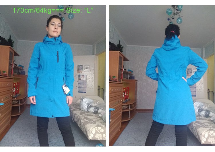 Women's Hiking Jacket Long Soft Shell Fleece Outdoor Windbreaker Camping Trekking Climbing Female Coats Winter