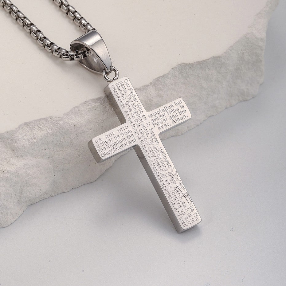Colar Masculino Minimalista Aço Inoxidável Cruz de Jesus para Homem