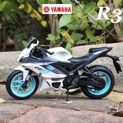Simulação 1/12 Yamaha R3 Liga Modelo de Motocicleta Luz e Som Carro de Brinquedo para Crianças Menino Presente de Aniversário Miniatura Voiture