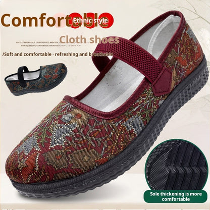 2025 New Women's cloth Shoes Soft soled comfort grandma footwear Casual lightweight lazy flats Ladies breathable non slip shoes