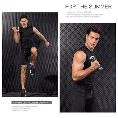 1pcs Men Vest Running Shirt Boys Soccer Shirts Men's Jersey Sportswear Mens Jogging Quick Dry Compression Fitness Top clothe