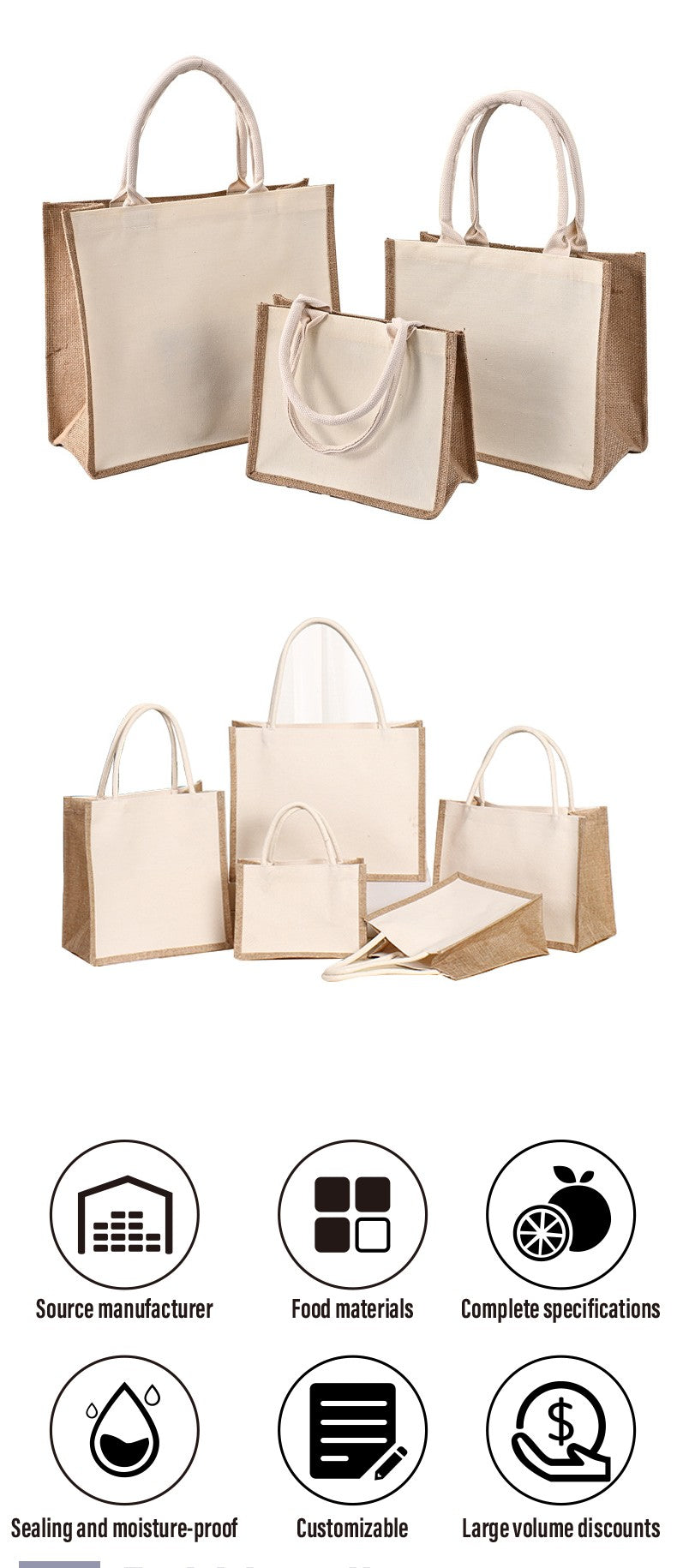 10 custom cotton and linen handbags, linen splicing bags, canvas shopping bags, clothing storage bags, printed logo