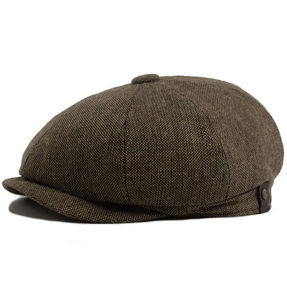 Hat Men Beret Cabbie Driving Hunting Caps Vintage Tweed Blinders Berets Flat Peaked Cap Street Hats for Men Women 55-60CM