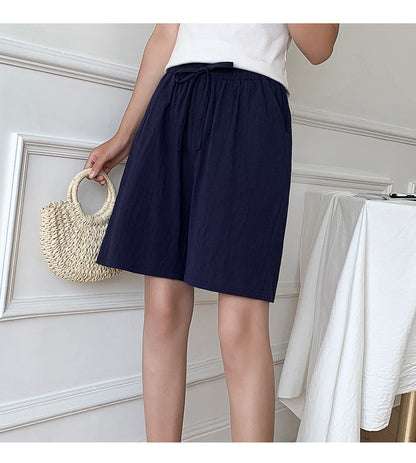 Women shorts Summer Casual Solid Cotton Linen shorts high waist loose shorts for girls Soft Cool female shorts M-3XL