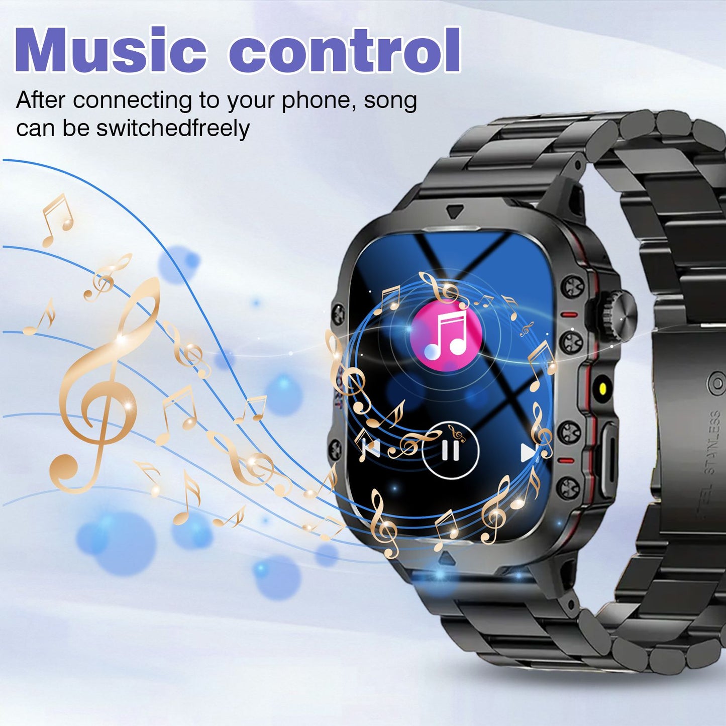 Smart watch, Bluetooth call, message reminder, two straps optional, suitable for iPhone/Android phone