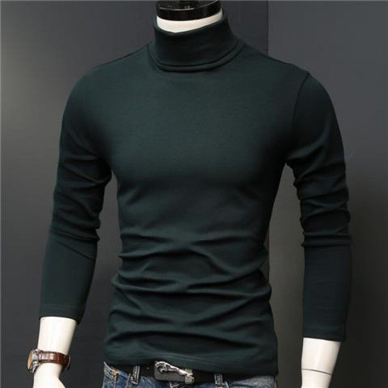 Hot Winter Warm Men Mock Neck Basic Plain T-shirt Blouse Pullover Long Sleeve Top Male Outwear Slim Fit Stretch Fashion Sweater
