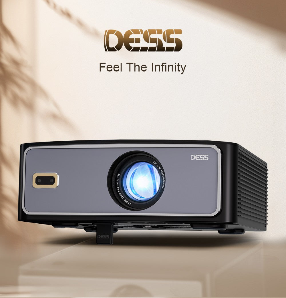 Projetor DESS 4K Decodificação 2000 ANSI BT5.0 WiFi6 Foco Automático Correção Trapezoidal Projetor de Filmes Inteligente 1920×1080P Com Iluminação LED