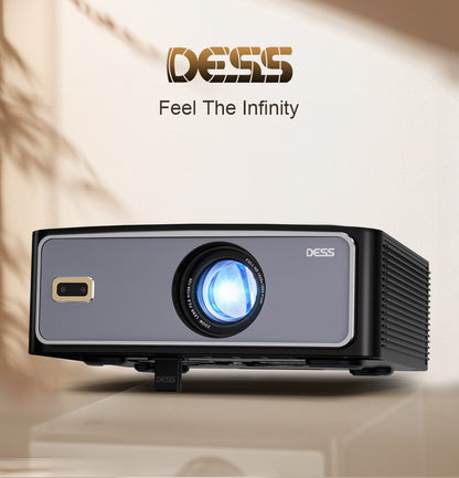 Projetor DESS 4K Decodificação 2000 ANSI BT5.0 WiFi6 Foco Automático Correção Trapezoidal Projetor de Filmes Inteligente 1920×1080P Com Iluminação LED