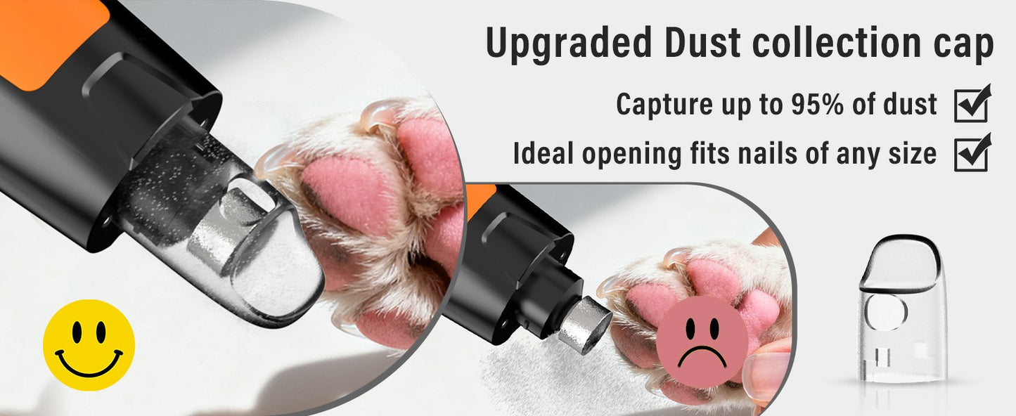 Novo moedor de unhas para cães de 6 velocidades - 50% mais potente, cortador de unhas para cães com 2 luzes LED, silencioso, 7h de tempo de execução para cães grandes, médios e pequenos