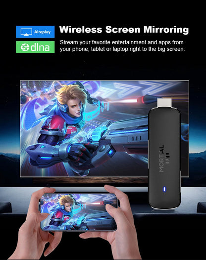 Versão Global Android14 TV Stick Home Theater Allwinner H313 Mortal Q8 Suporte 4K@60fps Wifi6 Bluetooth Controle Remoto por Voz TV Ao Vivo
