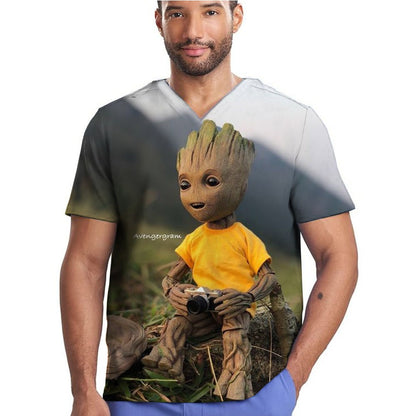 Disney Medical Uniforms Marvel Spider Nurse Scrub Tops Dental Hospital Nursing Shirts Cartoon V-neck Blouse Mens Clinical Scrubs