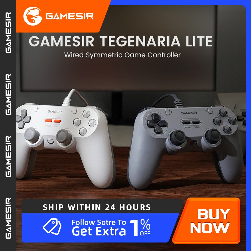 GameSir Tegenaria Lite T3 Lite Wired Game Controller With Hall Effect Sticks 1000Hz Polling Rate Retro Design for PC Switch IOS