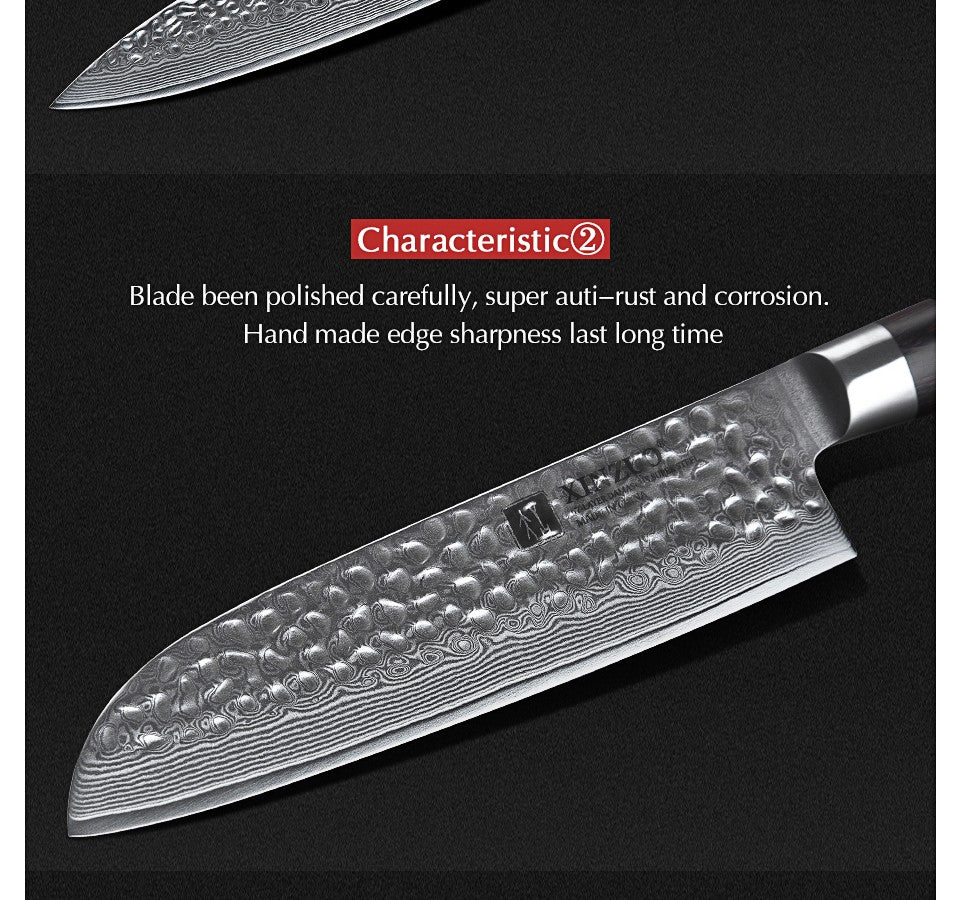XINZUO 1-5 PCS Kitchen Knives Set VG10 Damascus Stainless Steel Sharp Chef Santoku Nakiri Slicing Paring Knife Pakkawood Handle