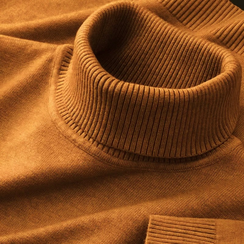 New Mens Knitted Sweaters Solid Color Turtleneck Breathable Pullovers Outdoor Warm Basic Streetwear Business Woolen Pullovers