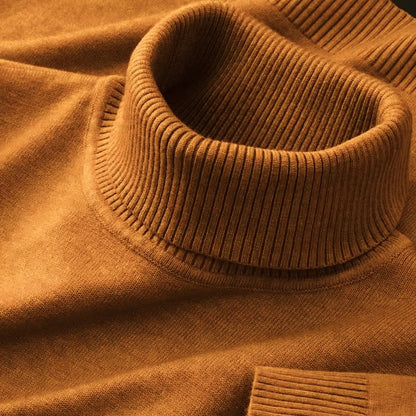 New Mens Knitted Sweaters Solid Color Turtleneck Breathable Pullovers Outdoor Warm Basic Streetwear Business Woolen Pullovers