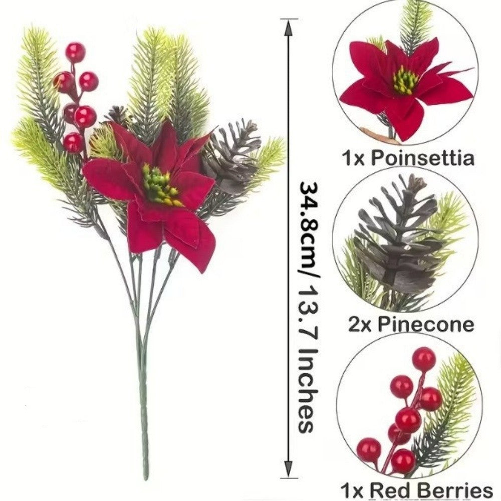 Artificial Flowers Maintenance-Free Christmas Bouquet Red Berry Decoration Festive Holiday Artificial Flowers For Festive Home