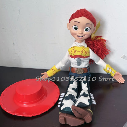 Toy Story 4 Woody e Jessie Articulados com Falas Canto Macio Fofo Anime Figura Decoração Modelo Presente de Aniversário Brinquedos