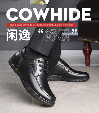 Hot Sale Men Genuine Leather Casual Shoes Soft Sole Lace-up Luxury Brand Middle-aged Old Man Dad Lightweight Loafers Shoes