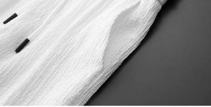 Men Suit Drawstring Pants Blazers Men's Sets Tracksuit Spring Autumn Pleated Suits Thin Casual Outfits Black White Single Button