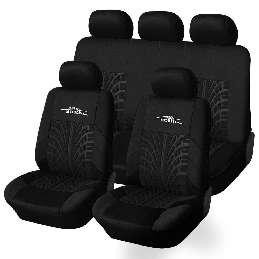 AUTOYOUTH Marca Bordado Capas de Banco de Carro Conjunto Universal para a Maioria dos Carros Capas com Detalhe de Banda de Rodagem do Pneu Estilo Protetor de Banco de Carro