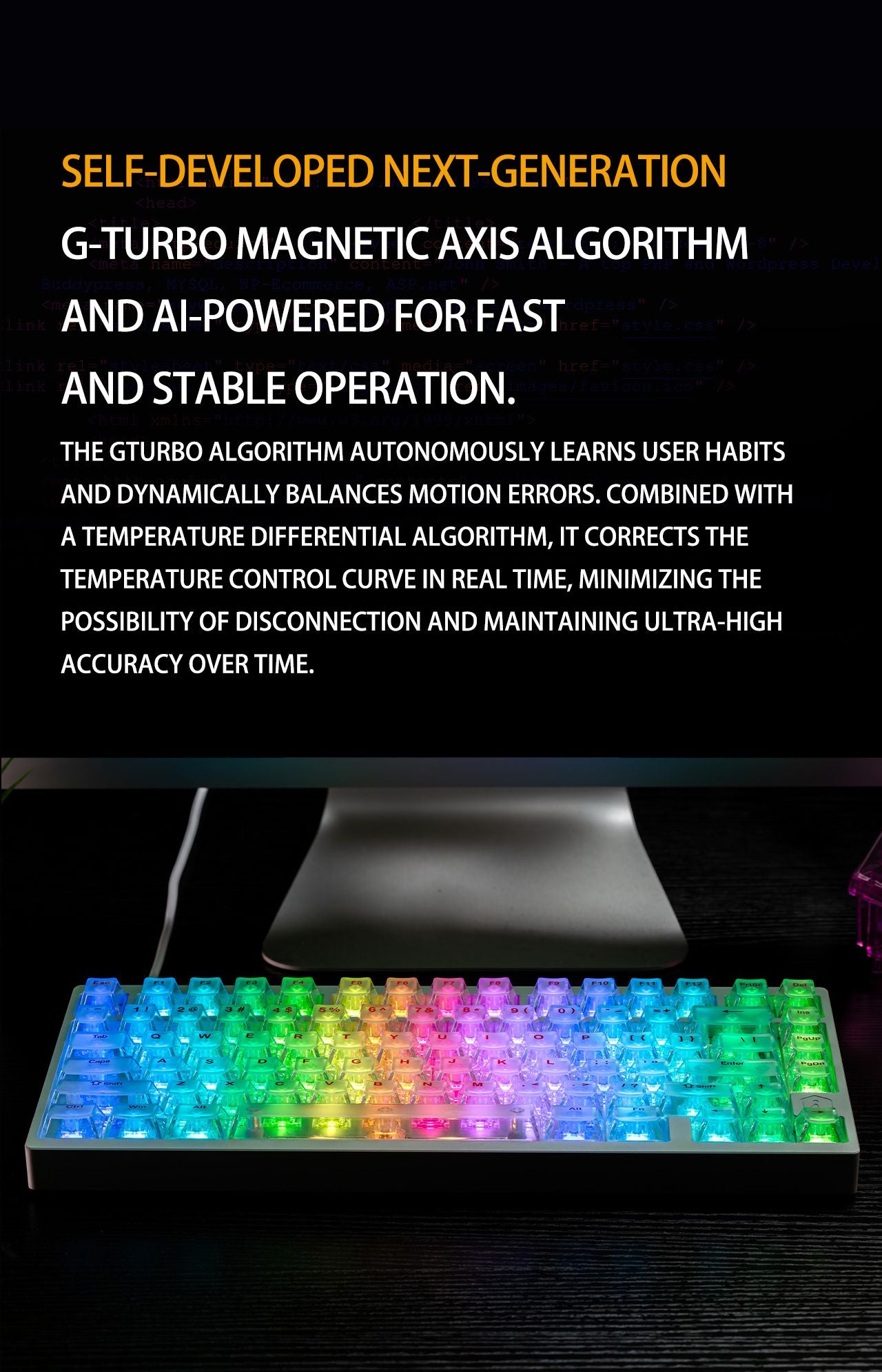 Teclado Gamer IROK MG75 PRO MAX 8K com Switch Magnético Acionamento Rápido de 0,005mm RT Teclado Mecânico com Hot Swap/SOCD/À Prova D'Água